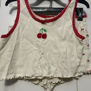 Cherry Embroidered Pajama Set